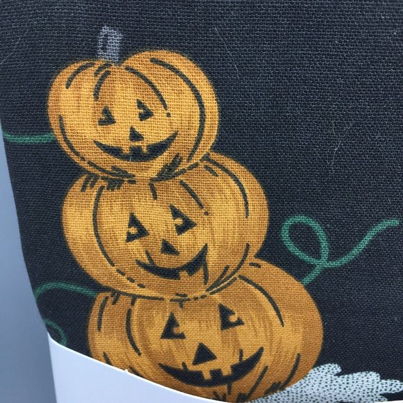 Rachel Ashwell Halloween Black Tablecloth 60" R Haunted House Pumpkin Ghost Cat - Picture 2 of 8